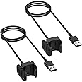 Kissmart for Fitbit Charge 3 Charger (2-Pack, 1m/3.3ft), Replacement Charging Cable Cord for Fitbit Charge 3 (Black, 2-Pack)