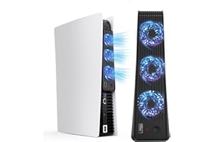 L'QECTED PS5 冷却ファン PS5 クーリングファン プレステ5用 冷却ファン USBポート付 PS5用アクセサリー 冷却装置 急速冷却 静音 装着簡単 ディスク版 デジタル版の両方に対応