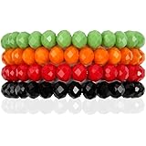 Bead Layering Multi Color Statement Bracelets - Stackable Beaded Strand Stretch Bangles