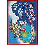 Joy Carpets Kid Essentials Language & Literacy Books Can Take You Anywhere Rug Sky Blue 10'9 x 13'2 