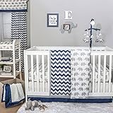 Navy Chevron and Grey Elephant 4 Piece Baby Crib Bedding Set by The Peanut Shell by The Peanut Shell