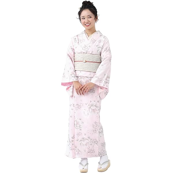 Amazon | 着物 洗える 紗 夏用 小紋 と 絽軽装帯 付け帯 2点セット 淡