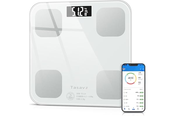 【2026新登場】体重計 体脂肪計 体組成計 Bluetooth スマホ連動 ヘルスメーター 高精度 軽量 収納 ボディスケール 多機能測定 体重 体脂肪率 筋肉率 体水分率 BMI など測定 iOS/Android対応 日本語取扱説明書 (ホワイト)
