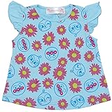【本体綿100％】2017年 夏物 アンパンマンガール 天竺 お花総柄 フレンチＴシャツ Anpanman Girl サックス◇95cm