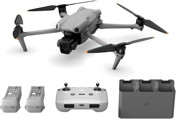 DJI カメラドローン Air 3 Fly Moreコンボ(DJI RC-N2付属)【Remote ID対応】4K ドローン 撮影 ドローンカメラ付き HDR対応 中望遠 & 広角の2つのメインカメラ 最大飛行時間46分 48MP写真 O4映像伝送 予備バッテリー×2 グレー 賠償責任保険1年無償付き - 1