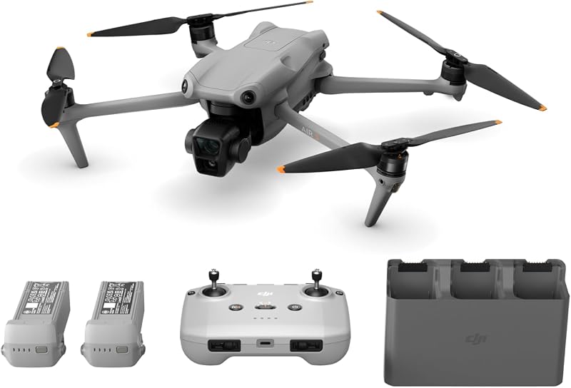 DJI カメラドローン Air 3 Fly Moreコンボ(DJI RC-N2付属)【Remote ID対応】4K ドローン 撮影 ドローンカメラ付き HDR対応 中望遠 & 広角の2つのメインカメラ 最大飛行時間46分 48MP写真 O4映像伝送 予備バッテリー×2 グレー 賠償責任保険1年無償付き