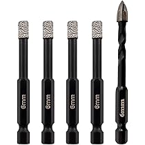 Amazon | ダイヤモンドの穴あけ工具- 4pcs 6mm+6mm の石工の