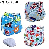 Ohbabyka3点セット おむつカバー+おむつライナー 布おむつ ベビー 布オムツ おむつ 新生児用 新生児用品 サイズ調節可 洗濯可能 漏れしにくい パンツ フリーサイズ 通気性良い 保育園 入園