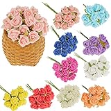 Blesiya ミニ　人工バラ　花　造花　ブーケ　ホーム　結婚式　花嫁　装飾　全１０色 - ピンク