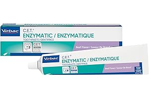 Virbac CET Enzymatic Toothpaste Eliminates Bad Breath by Removing Plaque and Tartar Buildup, Best Pet Dental Care Toothpaste -Beef Flavor, 2.5 Oz Tube (Color Varies)
