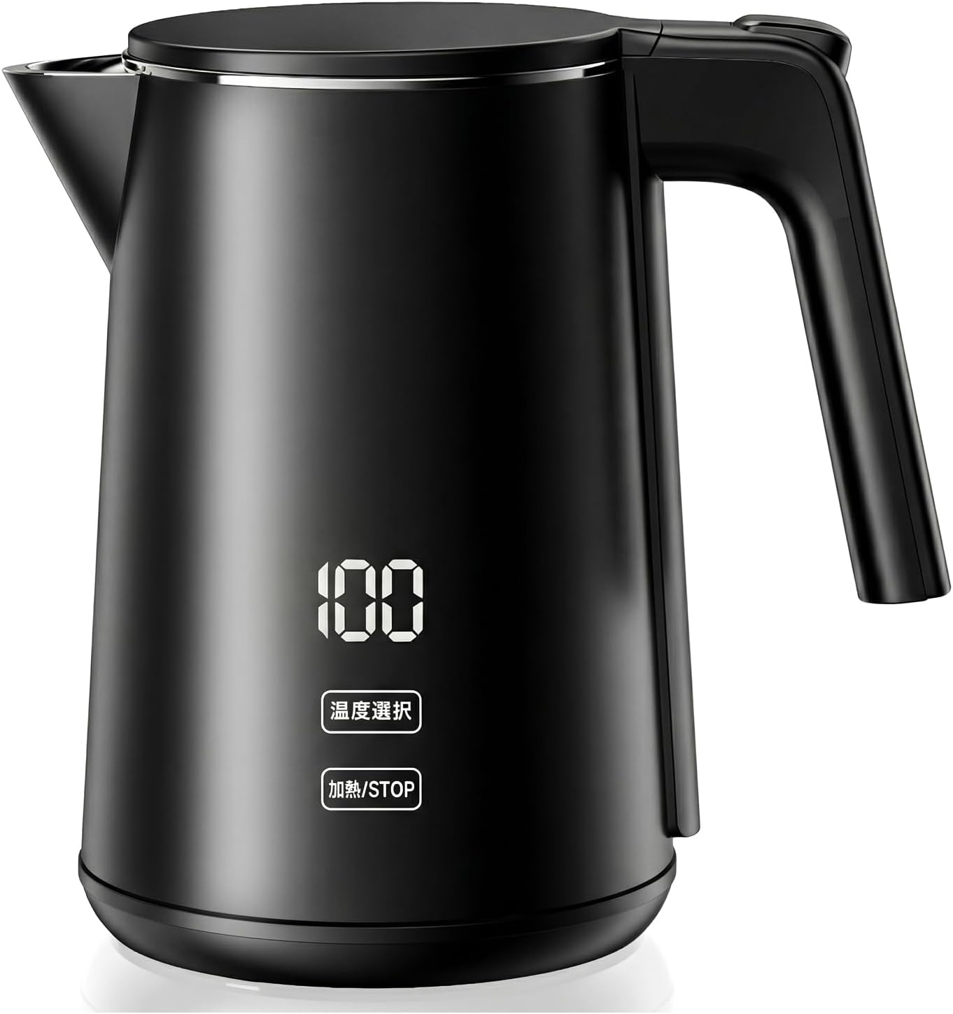 SSYFEI 電気ケトル 1.0L【1000W急速沸騰・デジタル表示】7段階温度調節 4時間保温 二重構造で熱くない メモリー機能付 電気ポット | お手入れ簡単 空焚き防止 小型 コーヒー/紅茶/お茶/赤ちゃんミルクに ブラック