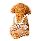 LINXAS マナーパンツ 犬 女の子 メス フリル 可愛い 小型犬 s ss m マナーベルト 犬用 おむつ 生理 雌 サスペンダー 洋服 綿 おむつカバー