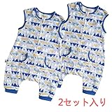 2セット入り ベビー 寝袋 春秋冬 ルームウエア 寝間着 ロンパース マイクロファイバー キッズ 男女兼用 90-110cm (M, 2セット入り)