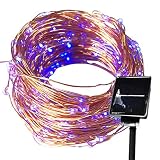 ソーラージュエリーライト LED ソーラーイルミネーション 300球 クリスマス 屋外 防水仕様 イルミネーション (ブルー)