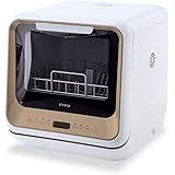 シロカ 2WAY食器洗い乾燥機 [食洗機/工事不要/除菌率99.9％/分岐水栓対応/液晶表示付き/タイマー搭載/360℃キレイウォッシュ] PDW-5D (ゴールド)