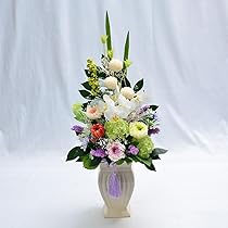 プリザーブドフラワー仏花　お供えの花　花器付　豪華な一対 Amazon｜供花 仏花 命日 法要 仏壇 豪華 お供え 華やか 花工房