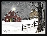 Light in the Stable Billy Jacobs冬シーンレッドバーン額入りアートプリント壁装飾画像 18  x 24  Inch PL-BJ1068-B-24x18