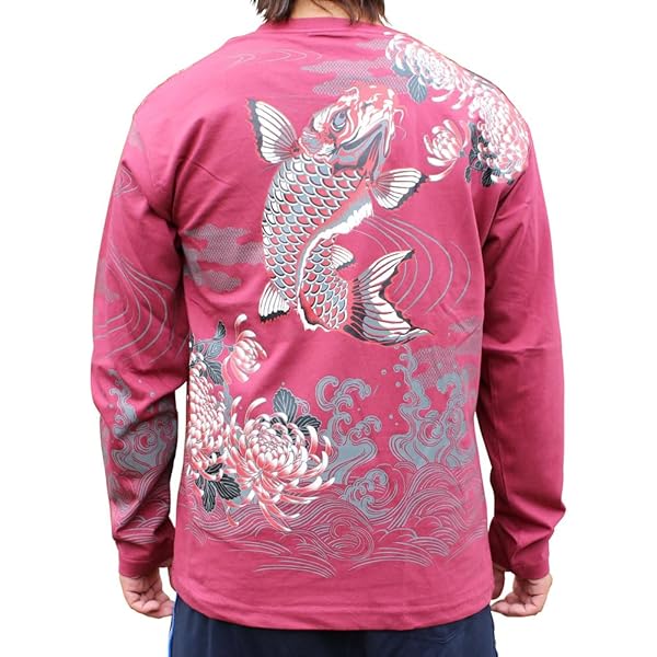 Amazon | [絡繰魂] からくり魂 粋 クルーネック 長袖Tシャツ 竜 牡丹