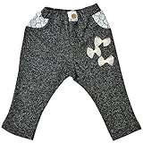 2017年 春物 UZULAND ウズランド レース使いテーパードパンツ 裏毛ロングパンツ ブラック◇95cm