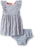 Rosie Pope Little Girls Printed Poplin Dress with Matching Diaper Cover and Crown Headband Strong Bl