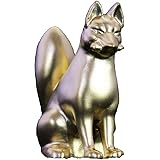 日本黎明社 津田潔志作「金運霊狐」 純銀製２４金鍍金 稲荷神の神使 白狐 荼枳尼天 荼吉尼天