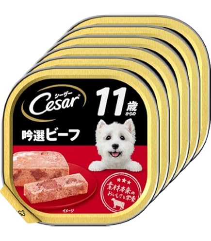Amazon.co.jp: シーザー トレイ 11歳からの シニア犬用 100g×3個 吟選
