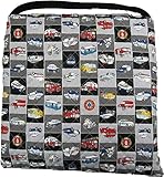 【前から取り出しタイプ】座布団ケース 　座布団カバー　モノトーンチェック×ポリス＆消防車柄入園 入学 幼稚園 保育園 プレスクール　小学校 ロリポップ