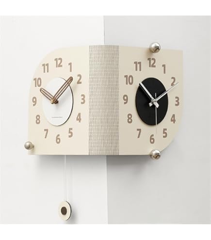 Amazon.co.jp: 電波両面時計 Morden Retro Round Corner Clock