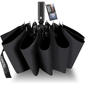 折りたたみ傘 自動開閉 頑丈な12本骨 メンズ 台風対応 梅雨対策 大きい 超撥水 おりたたみ傘 高強度グラスファイバー ビッグサイズ 晴雨兼用 収納ポーチ付き (ブラック)