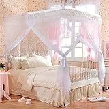 royal-スクエアトップMosquito Net three-door暗号化Thickeningホームダブルベッドプリンセススタイルホワイト 1.8m (6 Feet) Bed