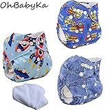 Ohbabyka3点セット おむつカバー+おむつライナー 布おむつ ベビー 布オムツ おむつ 新生児用 新生児用品 サイズ調節可 洗濯可能 漏れしにくい パンツ フリーサイズ 通気性良い 保育園 入園