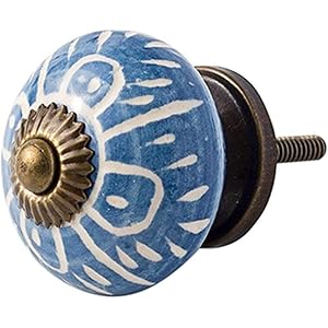 つまみ セラミックノブ 14903 ブルー ZI001 Z3K アンティーク ハンドル 取手 引き出し DIY インド雑貨