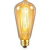 DiCUNO LED電球 E26口金 60W形相当 電球色 エジソン電球 6W 600lm 2700K フィラメント電球 茶色 レトロ 広配光 ST64 調光器非対応 1個入