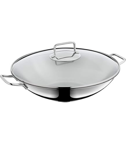 WMF Induction Wok with Glass Lid 36 cm Cromargan Stainless Steel