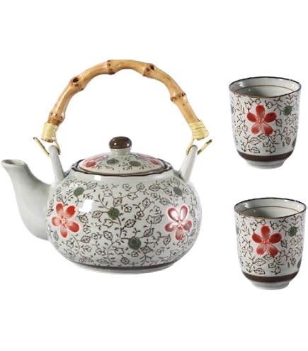 Amazon.co.jp: ノリタケ 嵯峨野路 蓋付き 湯のみ 急須 茶器セット 茶器 