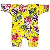 【金彩牡丹と桜・黄色】 お祭りロンパース 赤ちゃん用 お祭り衣装　男女兼用 義若オリジナル商品