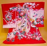【正絹】 お宮参り着物　（初着・産着）　女児　M５-６ 熨斗目に鶴・華柄　新品仕立上り　★もれなく８大特典付！