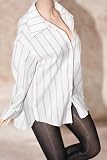 おもちゃ ホビー[TOYBARJAPAN]1/6 アクションフィギュア 用 アクセサリー/ TBLeague素体に適合 GS清純スタイル 女子大生 OLオフィスレディ秘書 高級ロング袖シャツ(素体とヘッドは含まりません) (白ストライプブラウス)