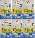 ホレ オーガニック有機原料使用・乳児用粉ミル ( Holle Organic Infant Formula) 粉ミルク ステップ 2【6カ月から】600g, 6箱セット
