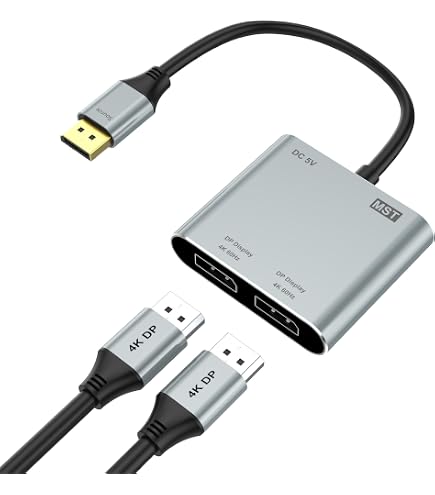 Amazon.co.jp: Displayport - デュアルディスプレイポートスプリッター