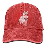 大人 デニム キャップキツネ 狐 大人気 ヒップホップ キャップ かわいい 紫外線対策 日よけ 小顔効果 プリント付き 無地 レッド
