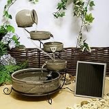 [エコ ソラレー] Eco Solaray セラミック製 ソーラーパワー ウォーターカスケード （バックアップ用電池・LEDライト付き） (グレー) - WF6042
