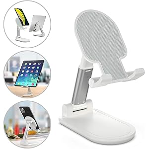 M-T-K 2020 スマホスタンド 卓上 タブレット スマホ スタンド スタンド 折り畳み式 ipad/iPhone/携帯 スタンド,高度調整 滑り止め,コンパクト iPhone 11,11 Pro Max, 11 プロ マックス XS XS Max XR X 8 plus 7 7plus SHARP/HUAWEI/Sony/androidなどに対応 (ホワイト)