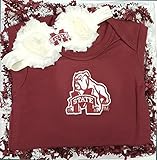 ミシシッピ州ブルドッグBaby Onesie And Shabby弓ヘッドバンドギフトセット