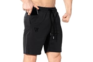 ZENWILL Mens Gym Running Shorts, Workout Athletic Bodybuilding Fitness Shorts with Zip Pockets