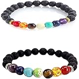 2-3Pcs Lucky Turkish Blue Evil Eye Hamsa Hand of Fatima Beaded Stretch Bracelet Elastic 7 Chakras Gemstone Lava Stone Bracele