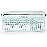 YUNZII ACTTO B503 無線タイプライターキーボード レトロ Bluetooth マルチデバイス対応 スタンド一体型 ワイヤレスキーボード誕生日 ギフト 日本語説明書付き（B503、ミント）