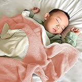 NEWSHONE フワフワ お肌に優しい 子供ブランケット 肩掛け 綿天竺ニット編み コットン毛布 掛け布団 ベビータオルケット デリケートな赤ちゃんにも安心 (ピンク 兎)