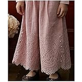 【韓国スタイル子供服】 キッズ 女の子柔らかい優しい レース付長ズボン ★スカーチョ　キュロット ★可愛花柄/ 全2色選 110/120/130/140/150 Pink,110cm