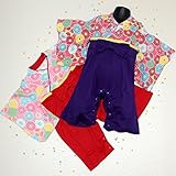 記念日おめかし はかまオール（あか・むらさき） 70cm あか